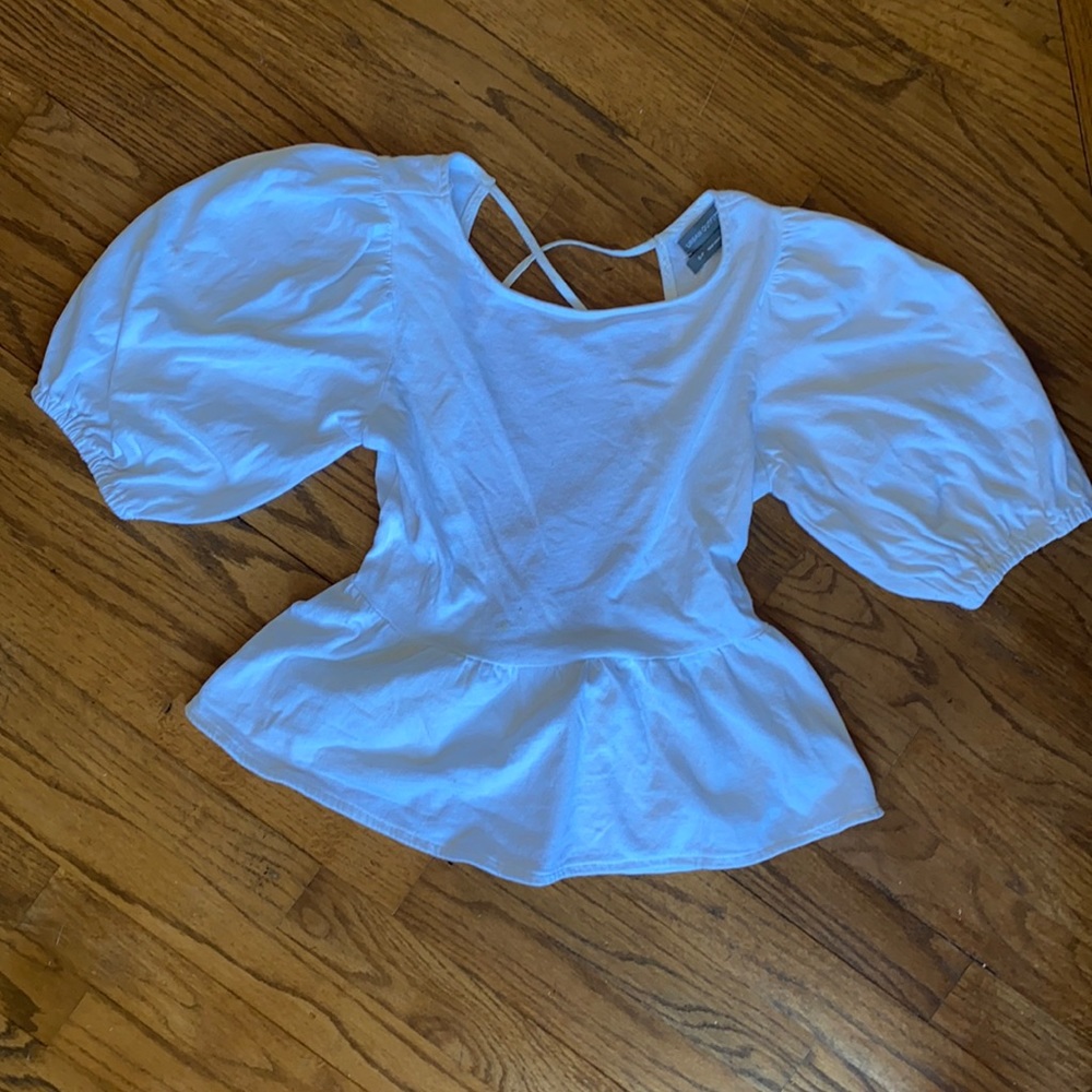 Urban outfitters S white short sleeve top with puff sleeves (small stain in pic)